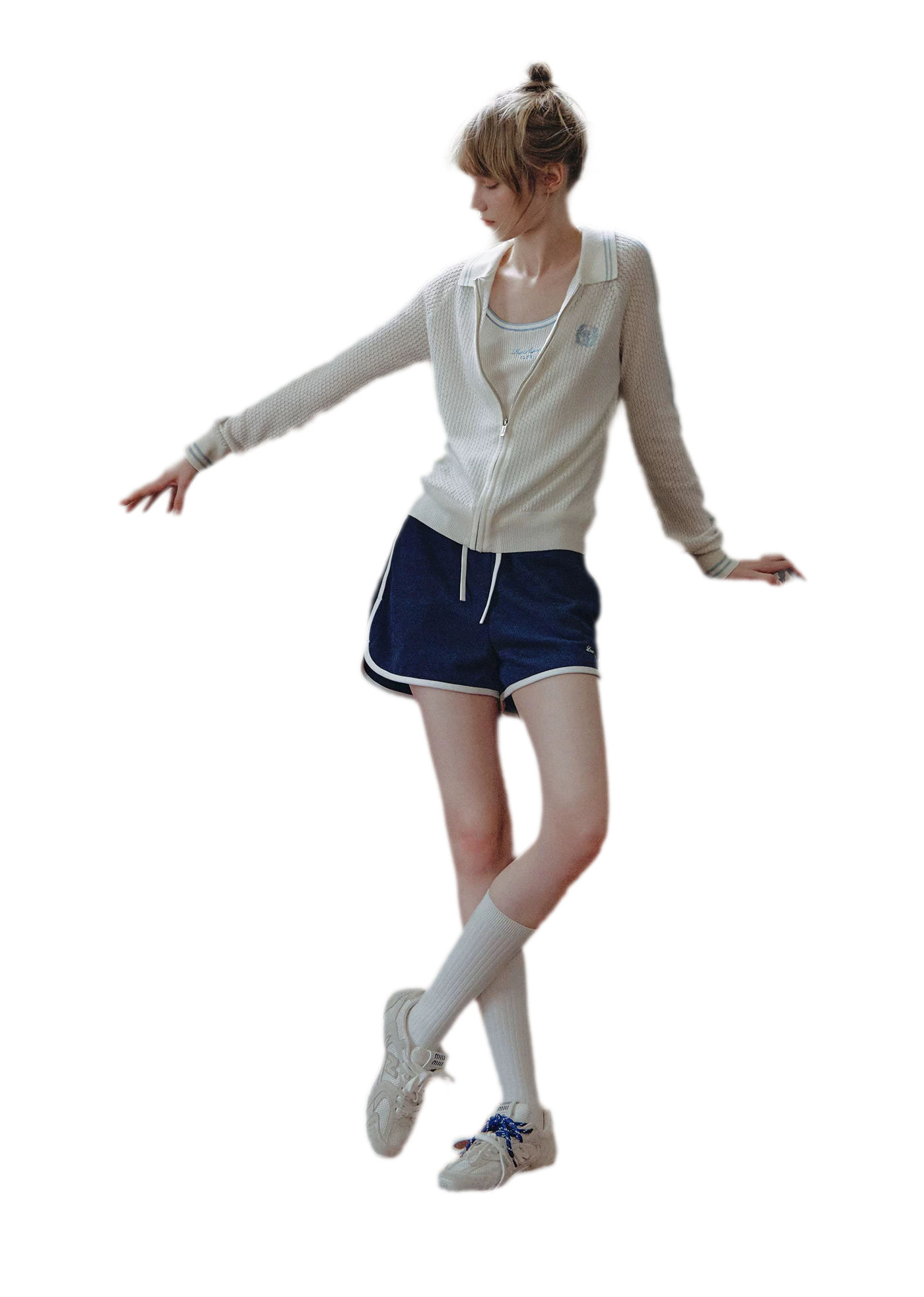 Openwork Knit Collared Jacket