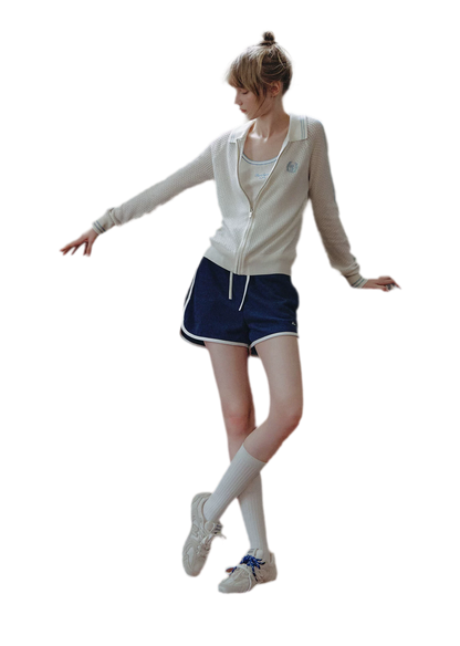 Openwork Knit Collared Jacket