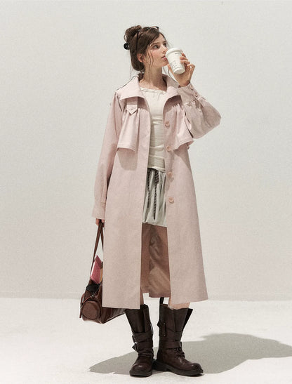 Gathered Cape Trench Coat