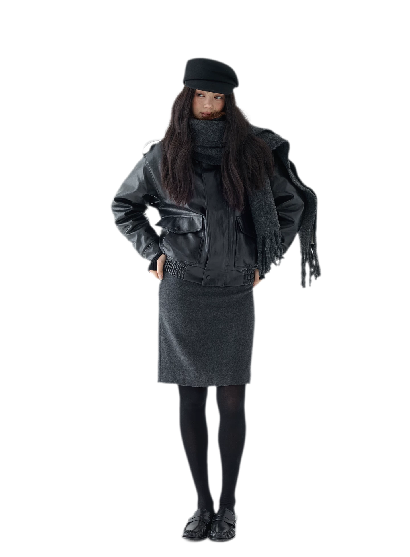 Oil-Wax Cropped PU Jacket