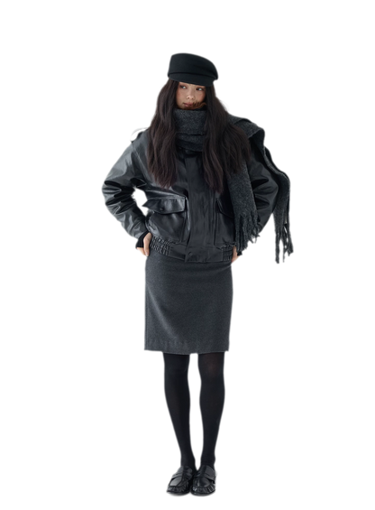 Oil-Wax Cropped PU Jacket