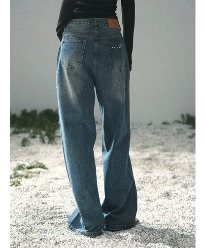 Washed Pearl Wide-Leg Jeans