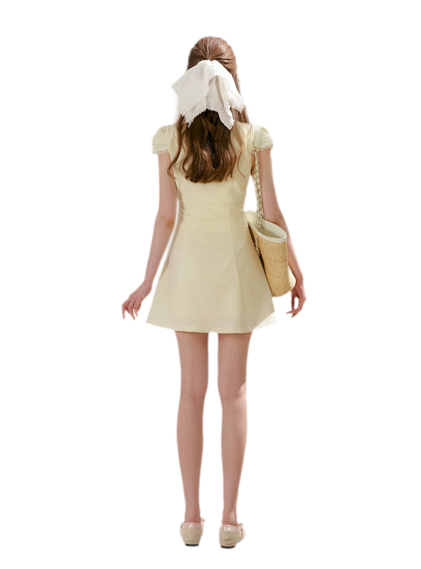 Lace V-Neck Short Sleeve A-Line Dress