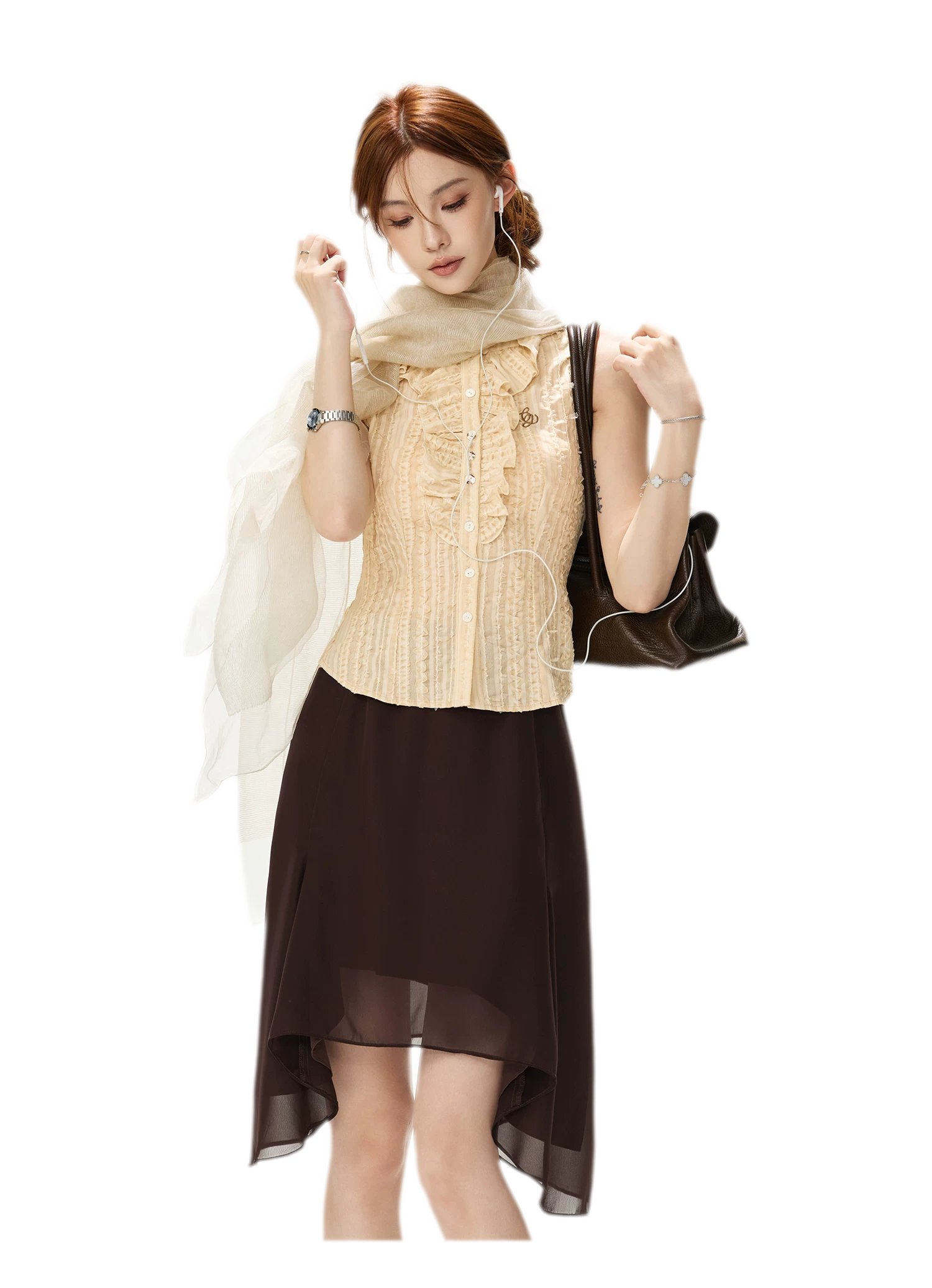 Drapey Asymmetrical Midi Skirt