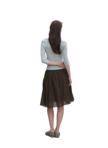 Ruffled Neck Stretch Tee