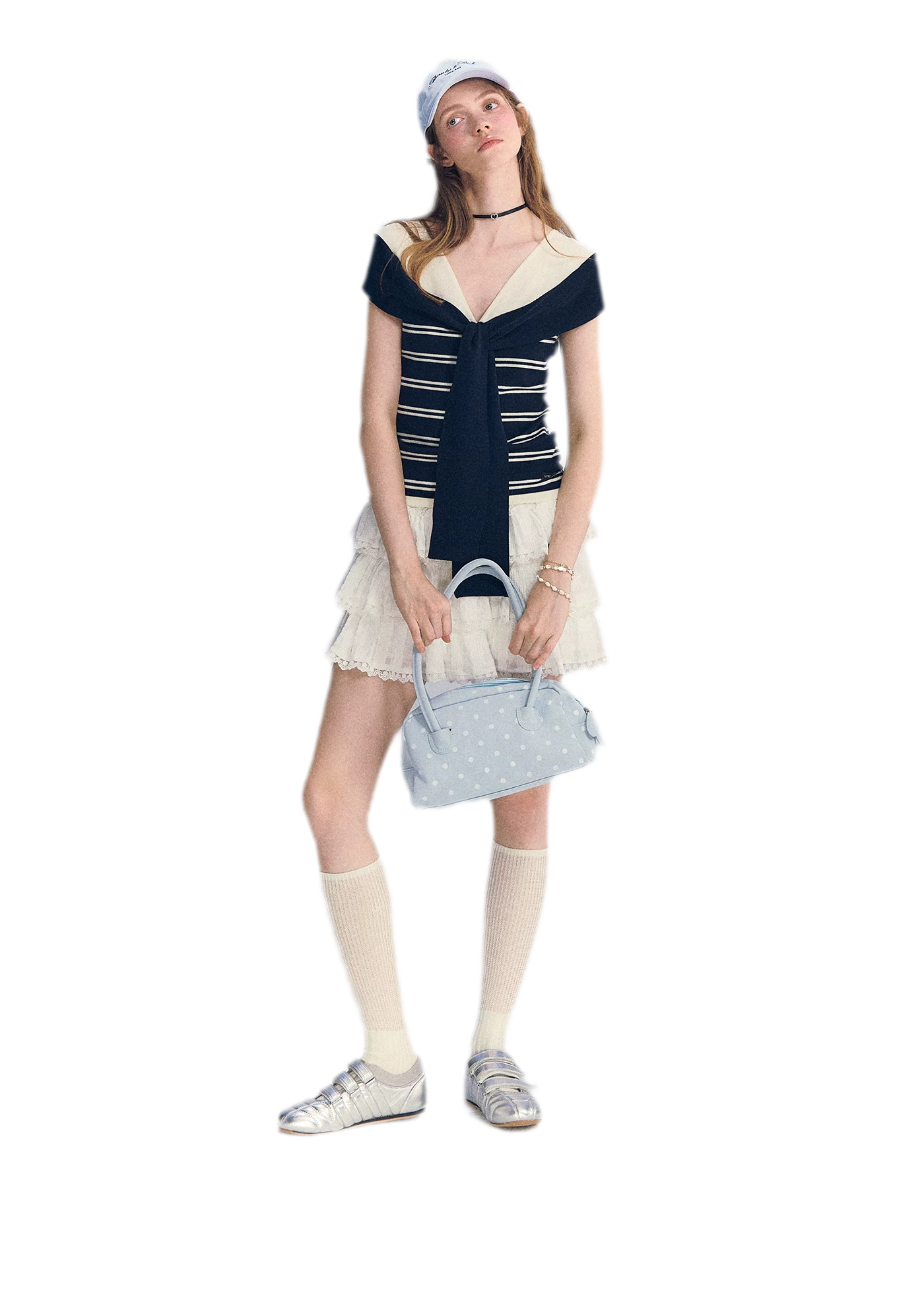 Colorblock Off-Shoulder Tee