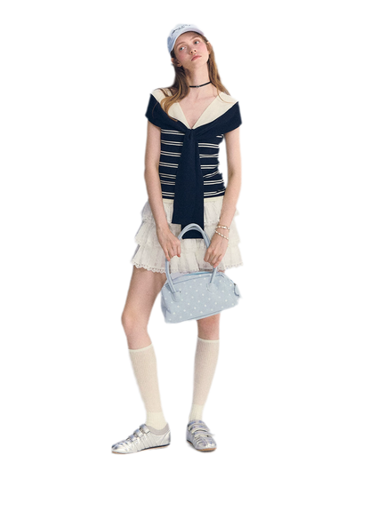 Colorblock Off-Shoulder Tee
