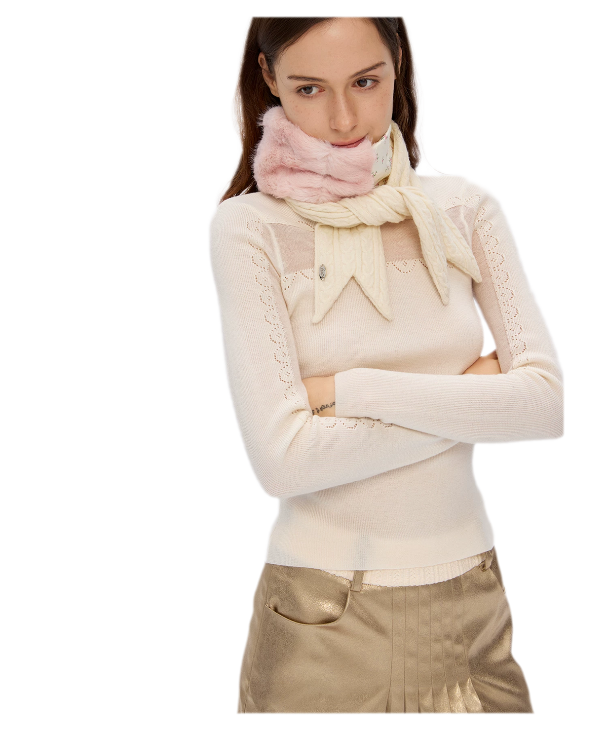 Wool Color-Block Rectangular Scarf