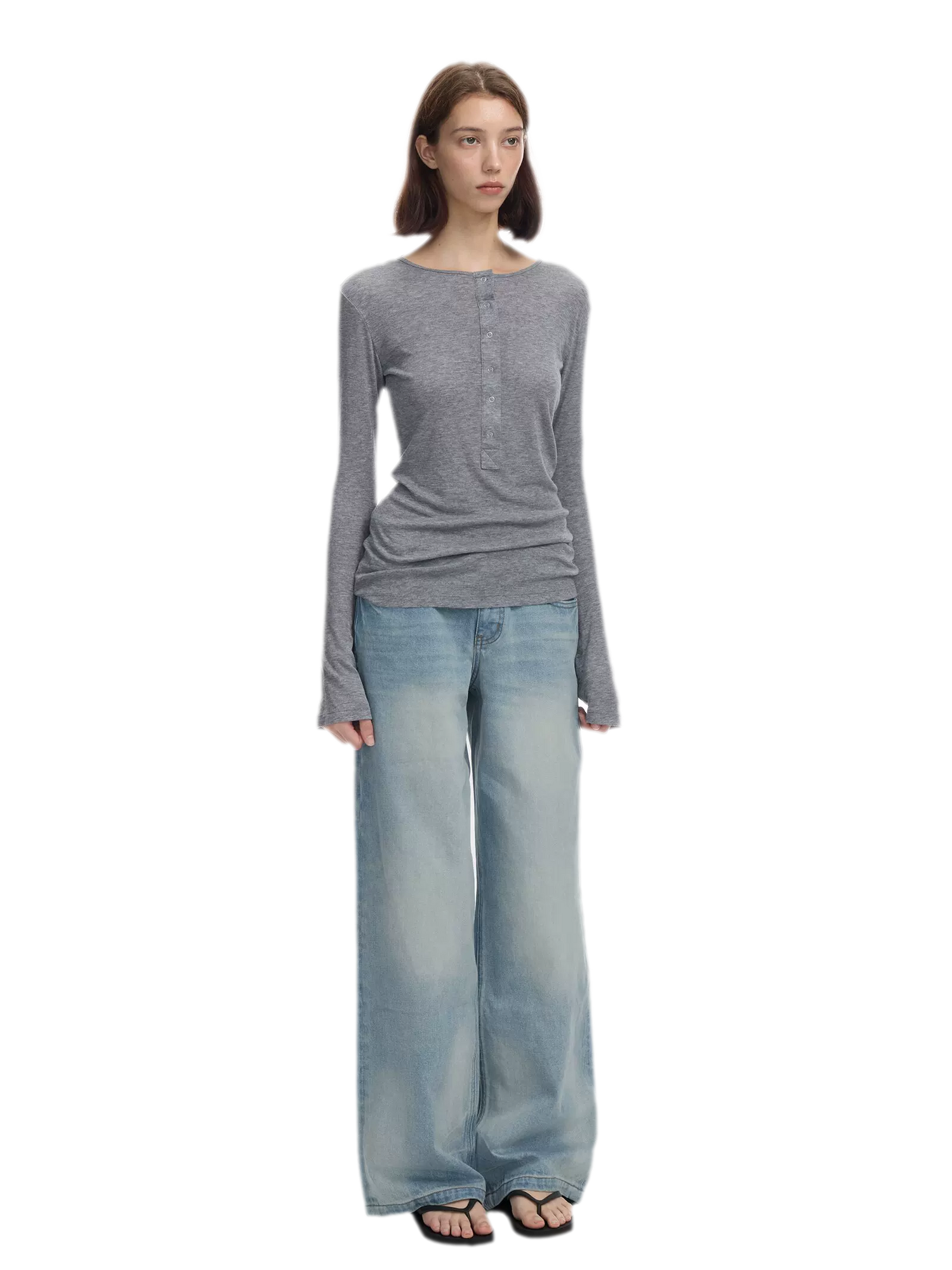 Lyocell Wool Six-Button Henley