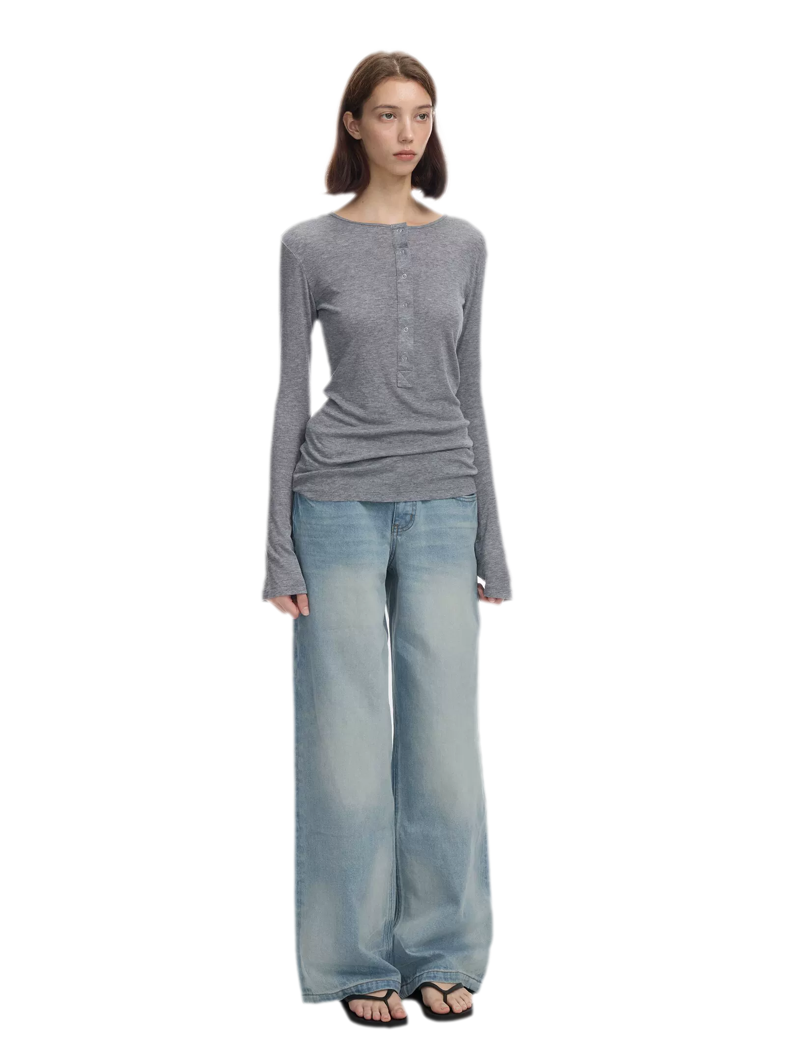 Lyocell Wool Six-Button Henley