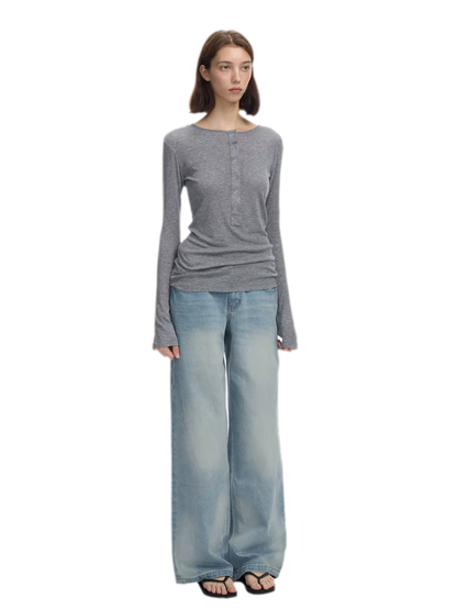 Lyocell Wool Six-Button Henley