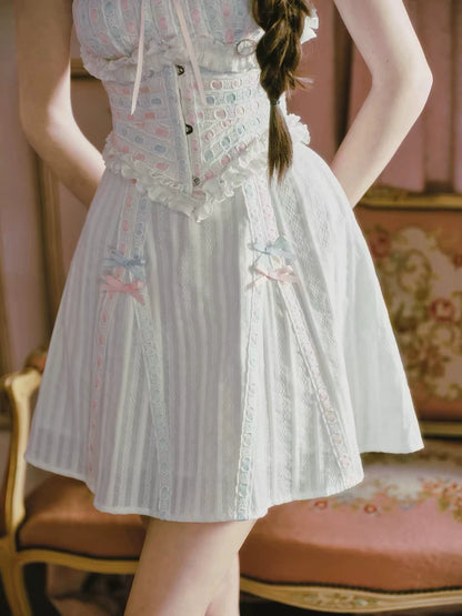 Jacquard Puff-Sleeve Corset Dress