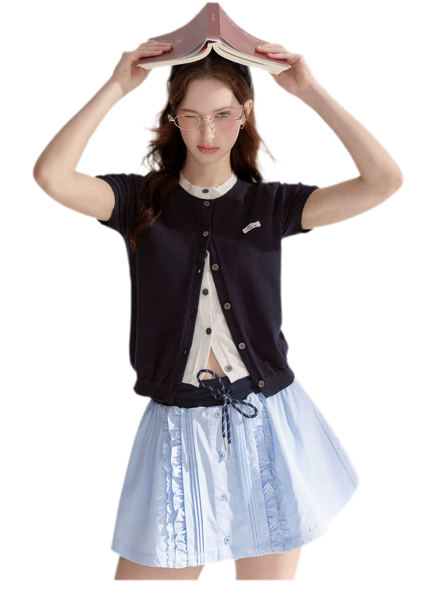 Contrast Faux Layer Knit Tee