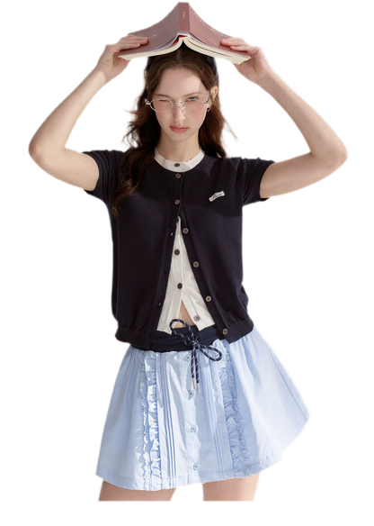 Contrast Faux Layer Knit Tee