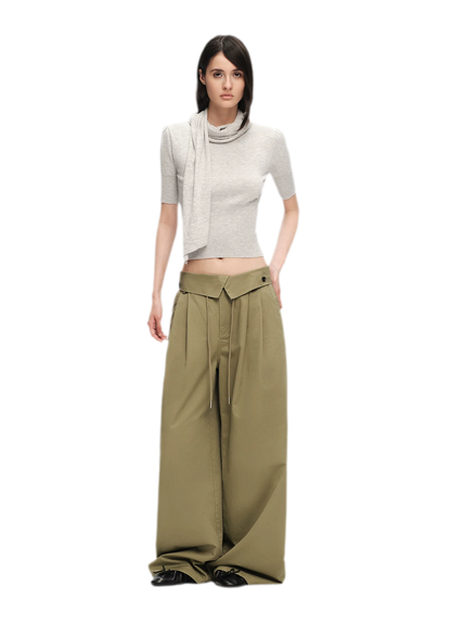 Wool-Blend Scarf-Neck Knit Top