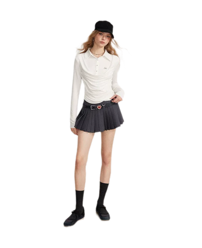 Ruched Layered Polo Top