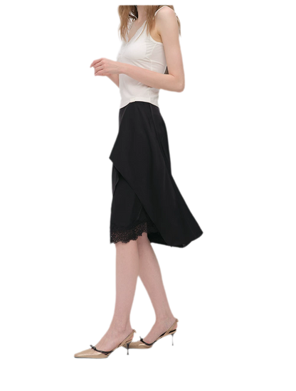 Silky Draped A-Line Skirt