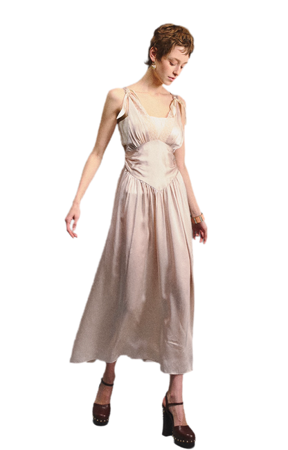 Lace Tie Satin Dress