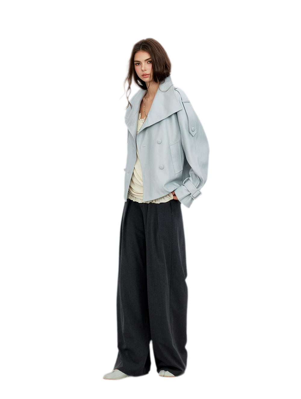 Matte Oversized Faux-Leather Jacket
