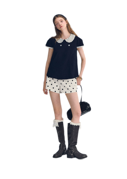Polka Dot Doll Collar Top