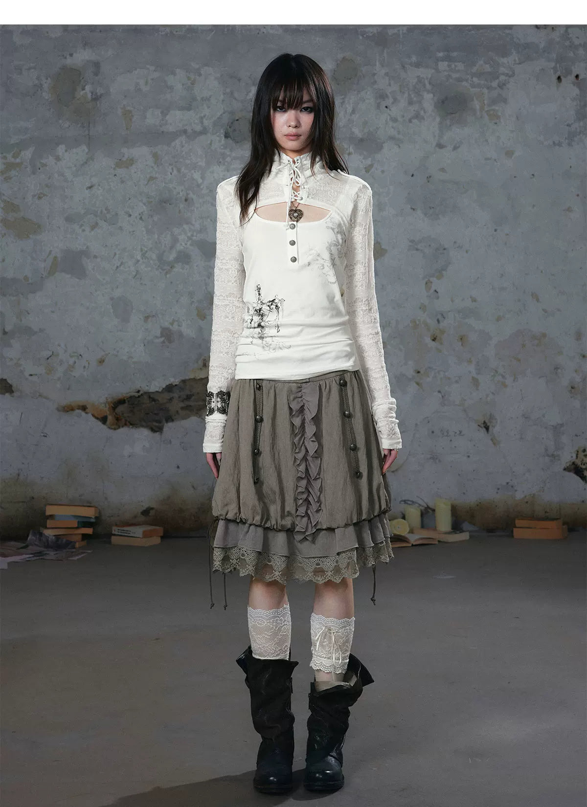 Lace Patchwork Bubble Skirt