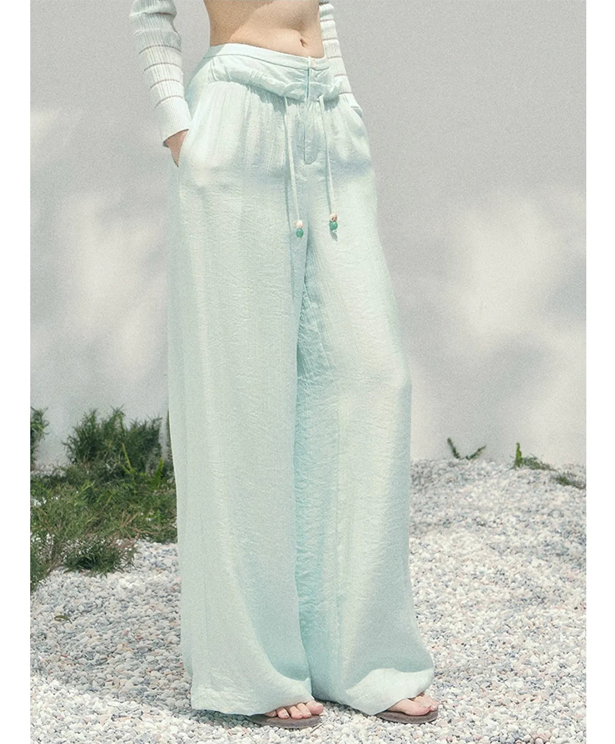 Wide-Leg Embroidered Pants