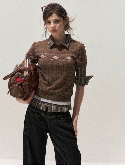 Fair Isle Cropped Knit Sweater