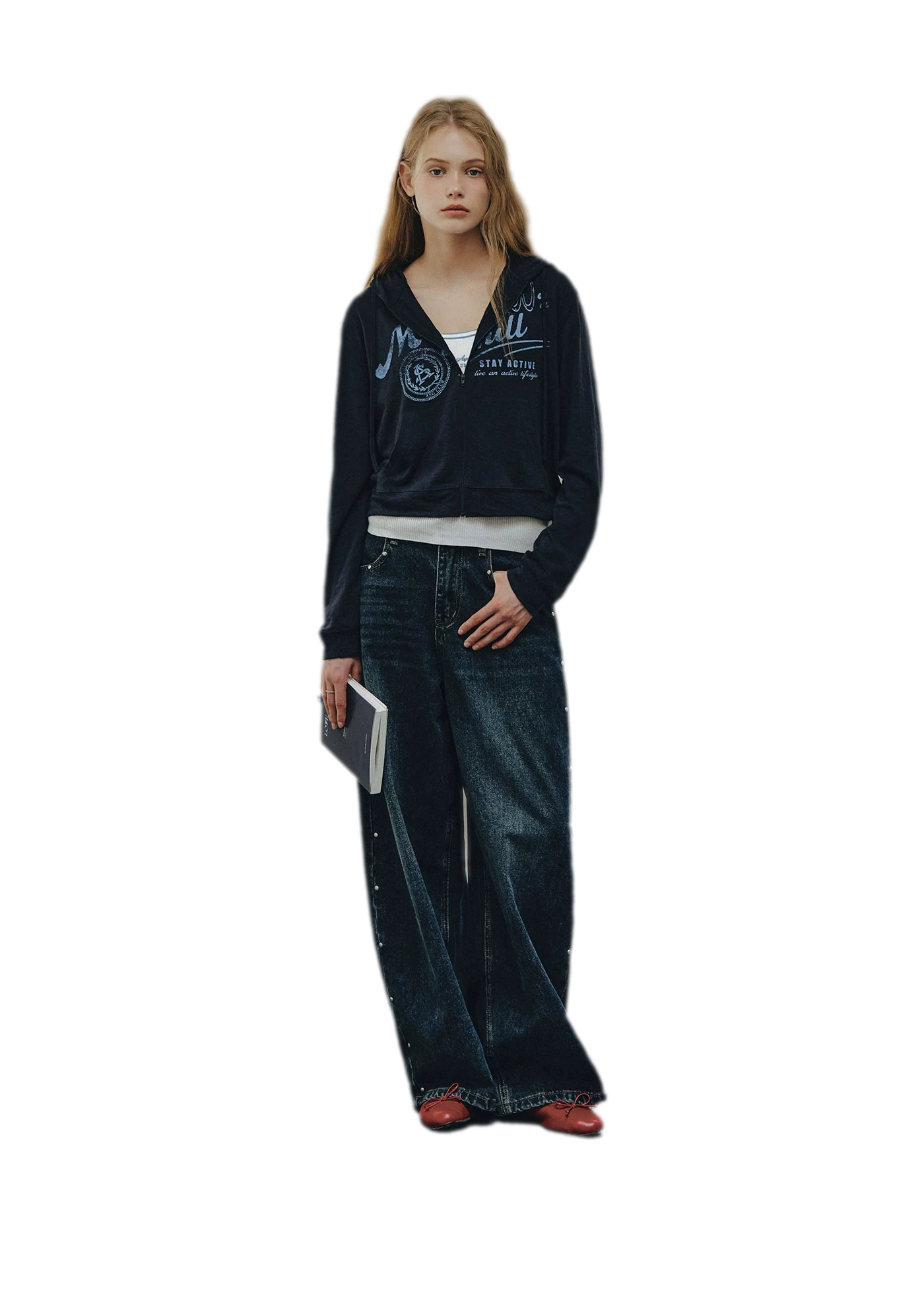 Distressed Cropped Hooded Jacket