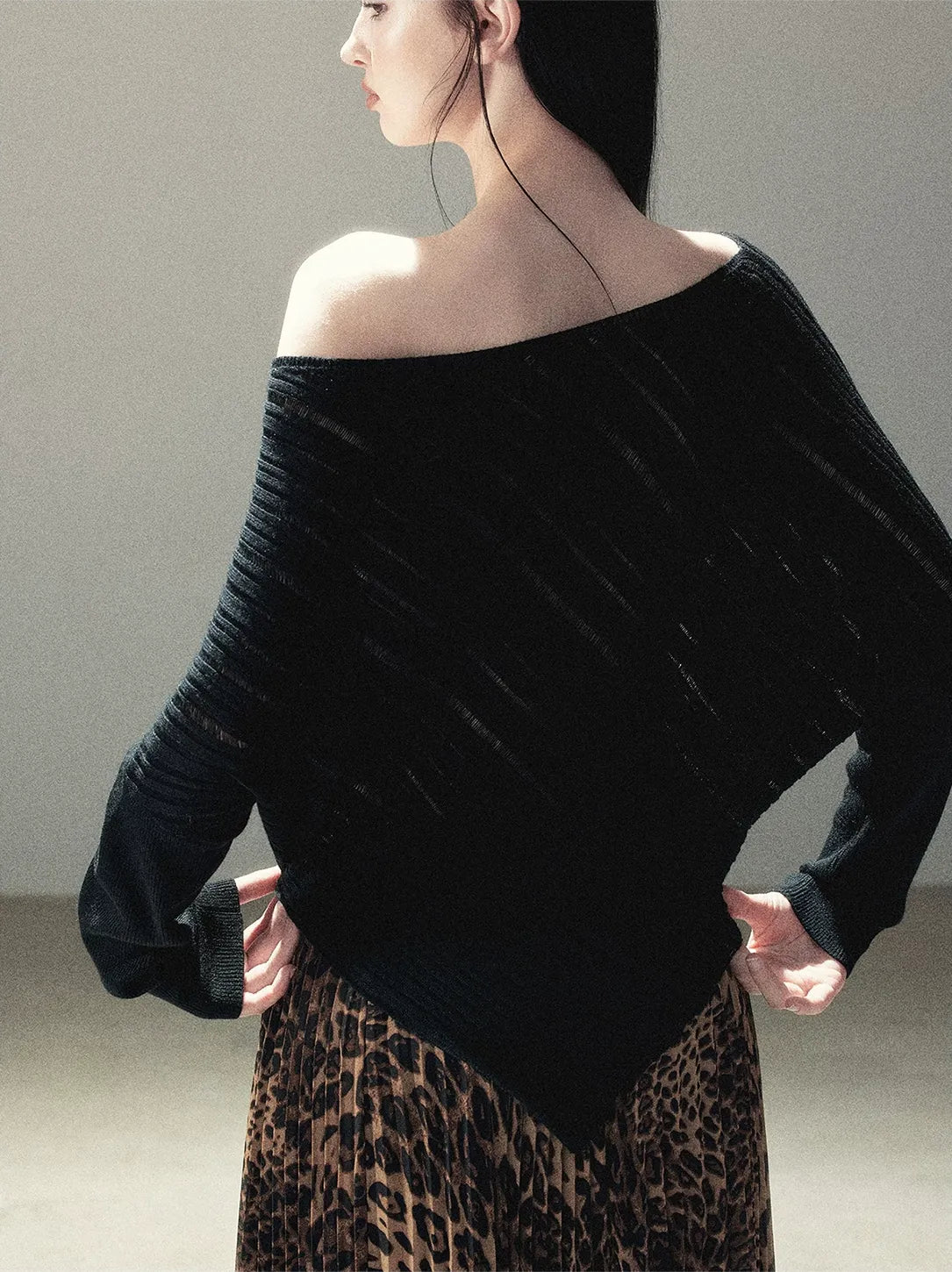 Asymmetric Cutout Relaxed Knit Top