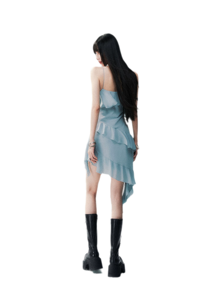 Ruffled Asymmetric Cami Dress