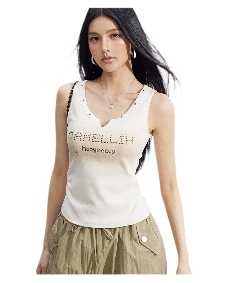 Rhinestone V-Neck Tank