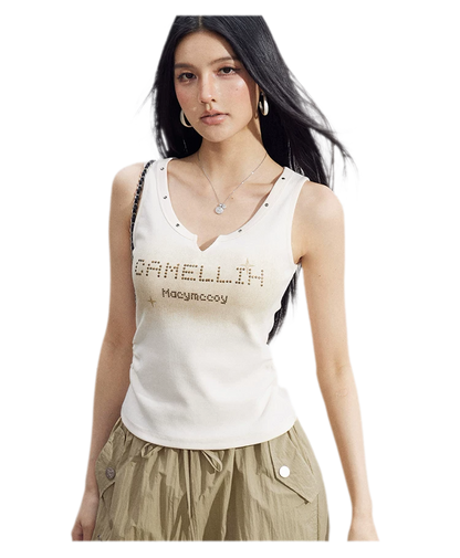 Rhinestone V-Neck Tank