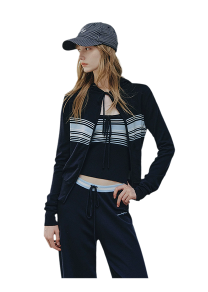 Striped Hooded Three-Piece Set