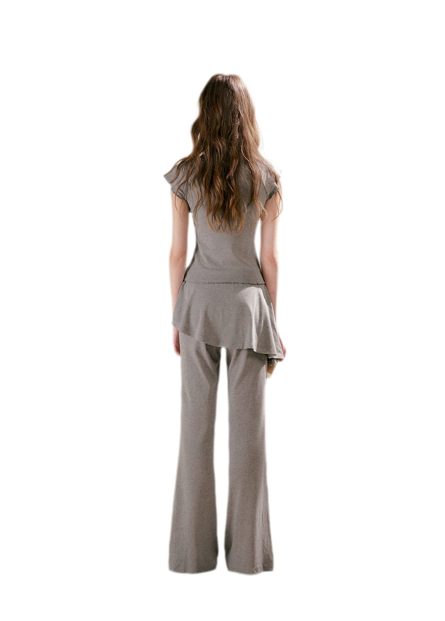 Lace Trim Faux Two-Piece Set