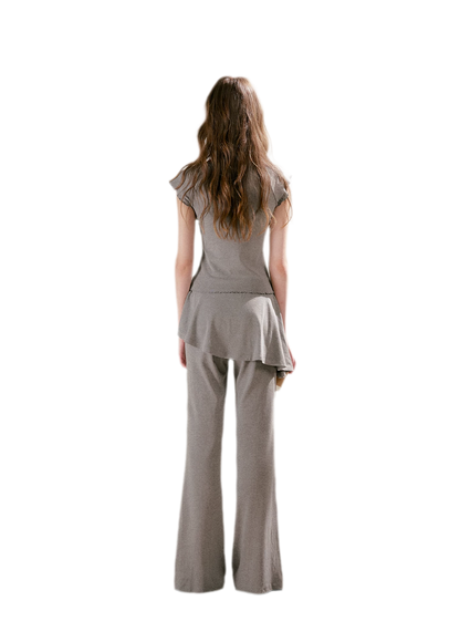 Lace Trim Faux Two-Piece Set