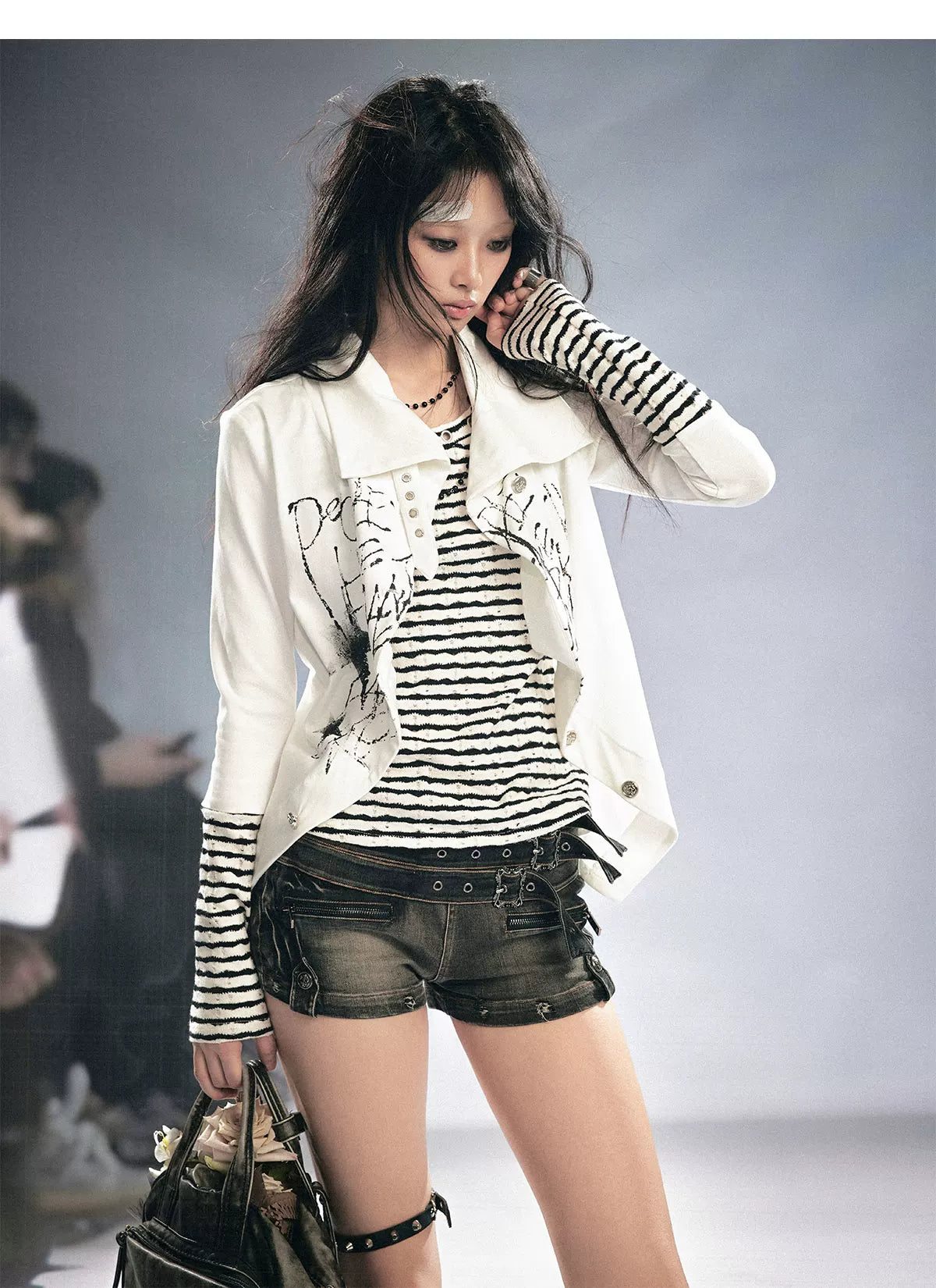 Striped Faux Layer Cardigan