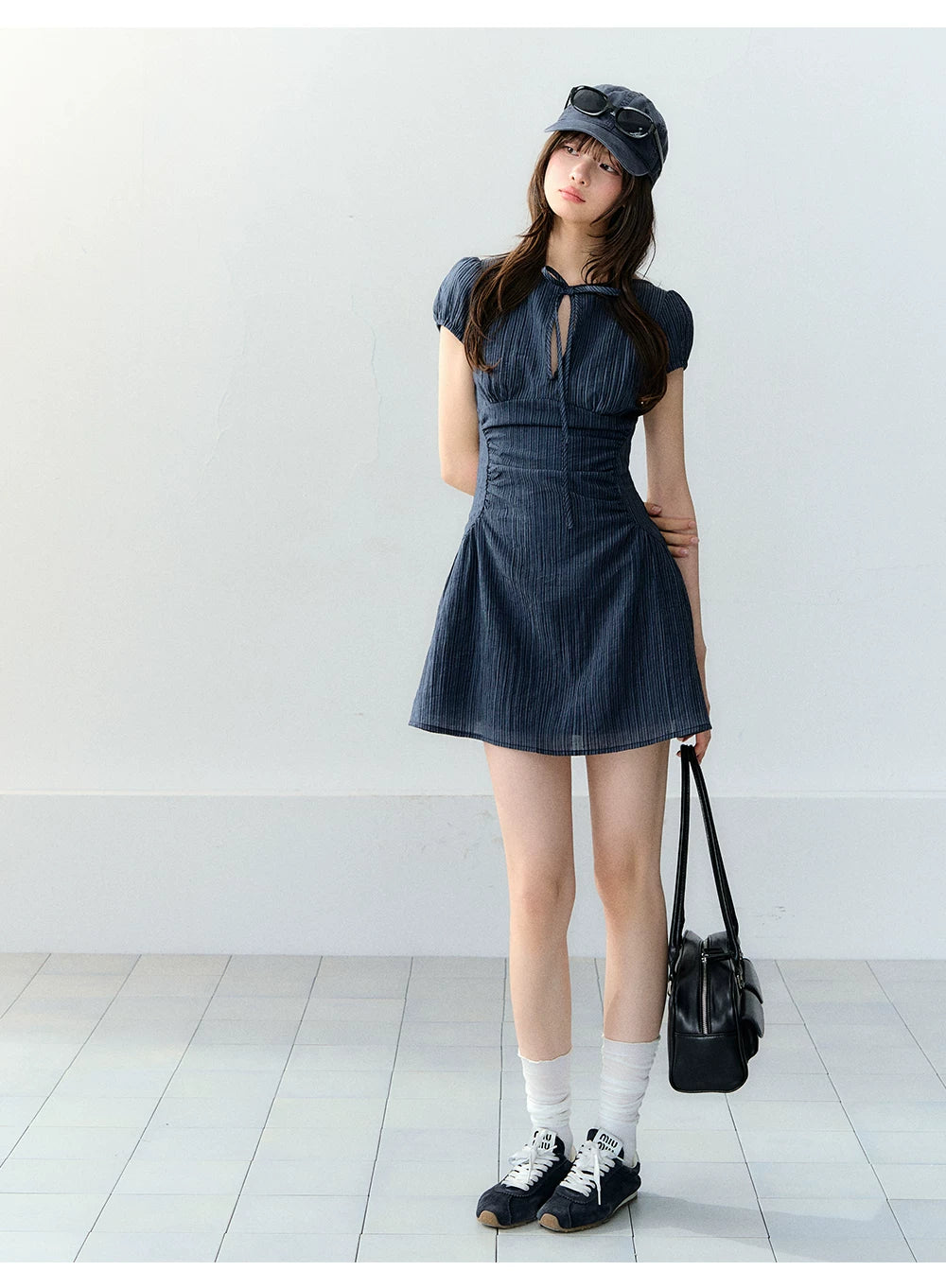 Vintage Embroidered Tie Waist Dress