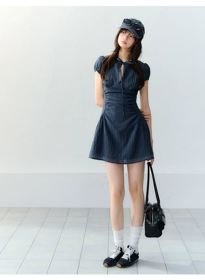 Vintage Embroidered Tie Waist Dress