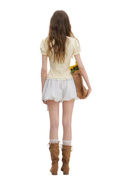 Bow Tie Elastic Waist Casual Shorts