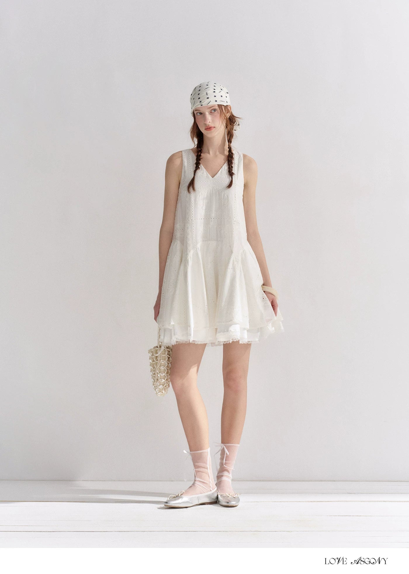 Soft White Embroidered Sleeveless Dress