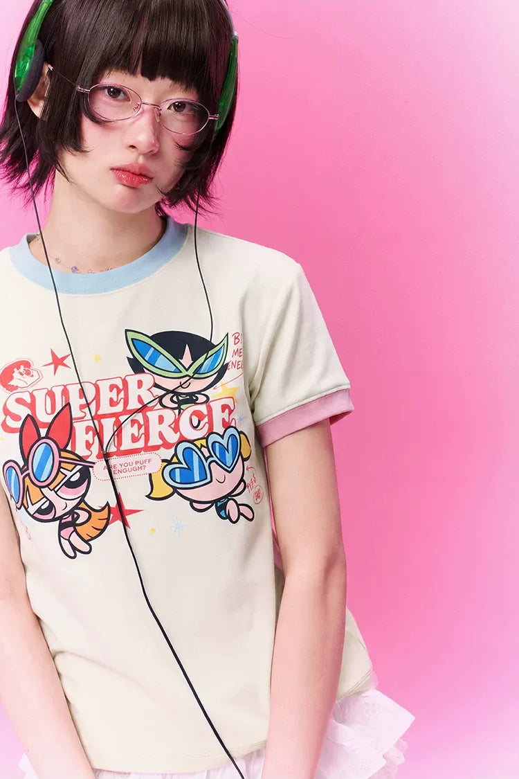 Contrast Print Fitted T-Shirt