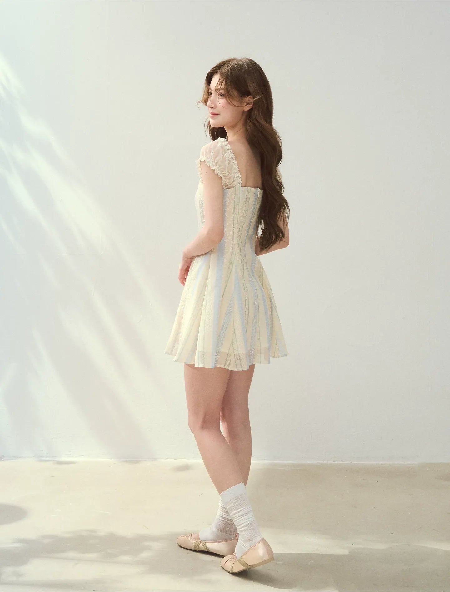 Floral Stripe A-Line Dress