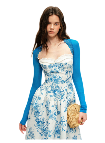 Hand-Drawn Floral Midi Dress
