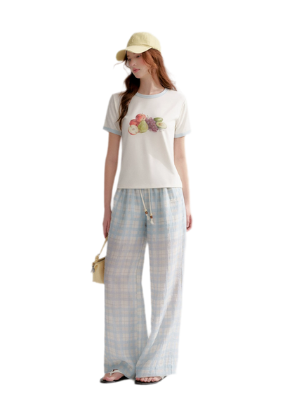 Rhinestone Fruit Print Tee