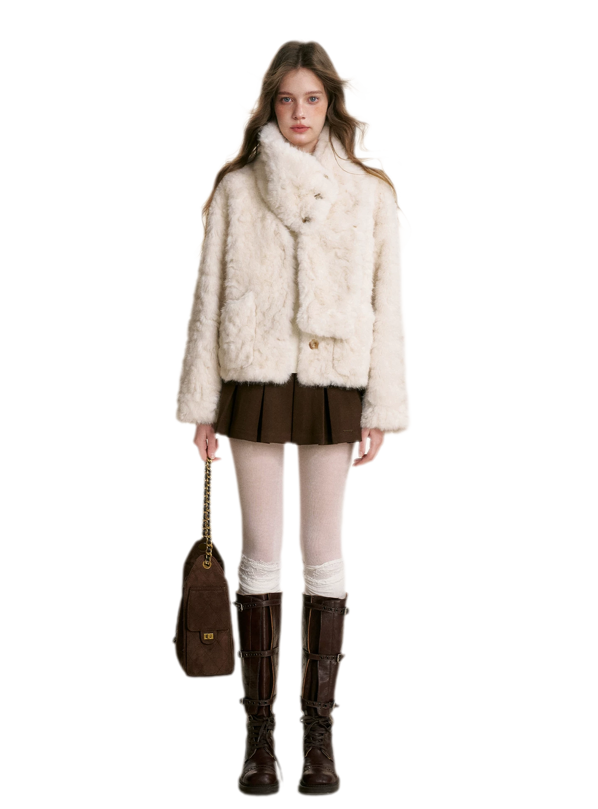 Detachable Scarf Plush Jacket