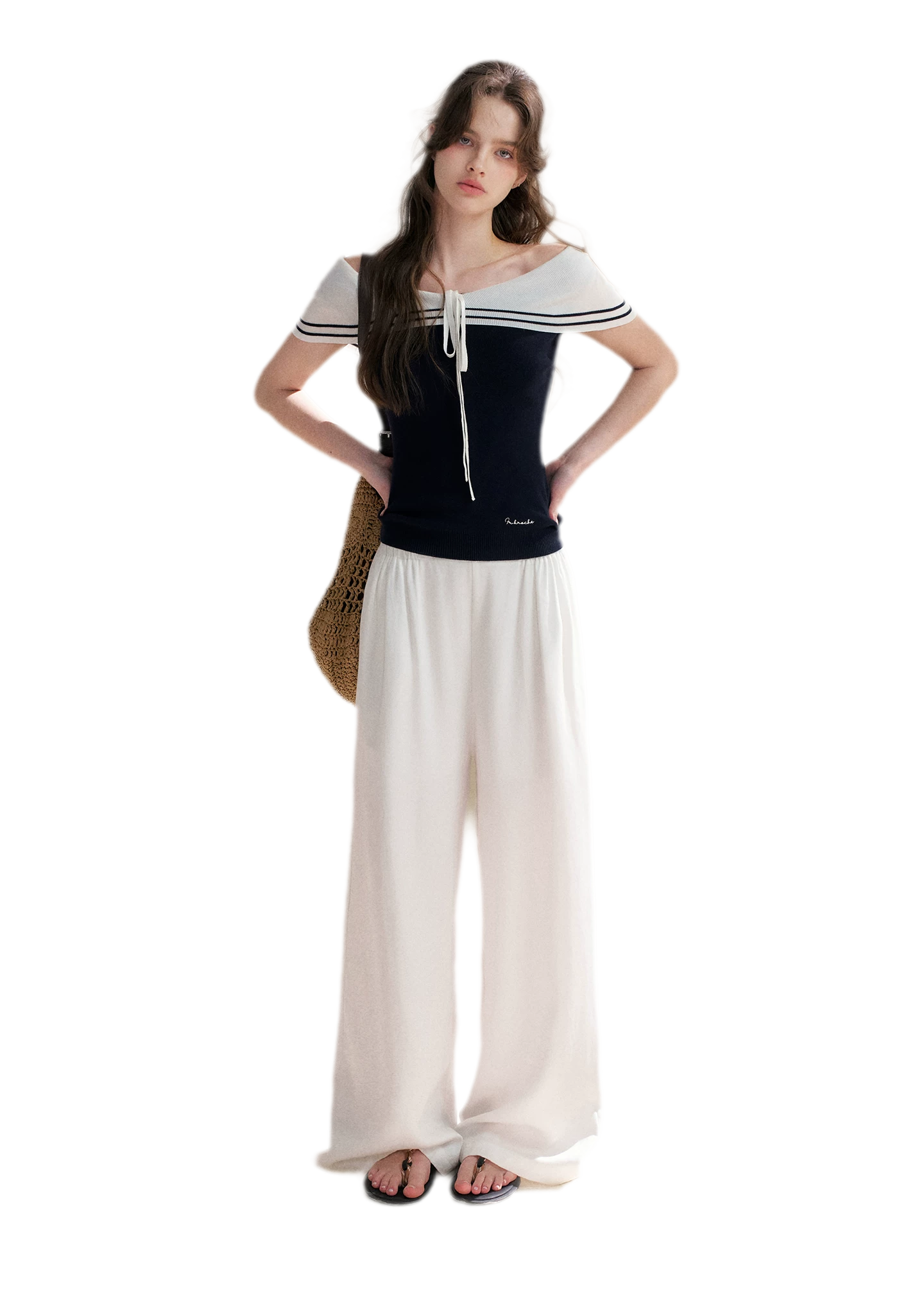 V-Neck Tie Knit Top