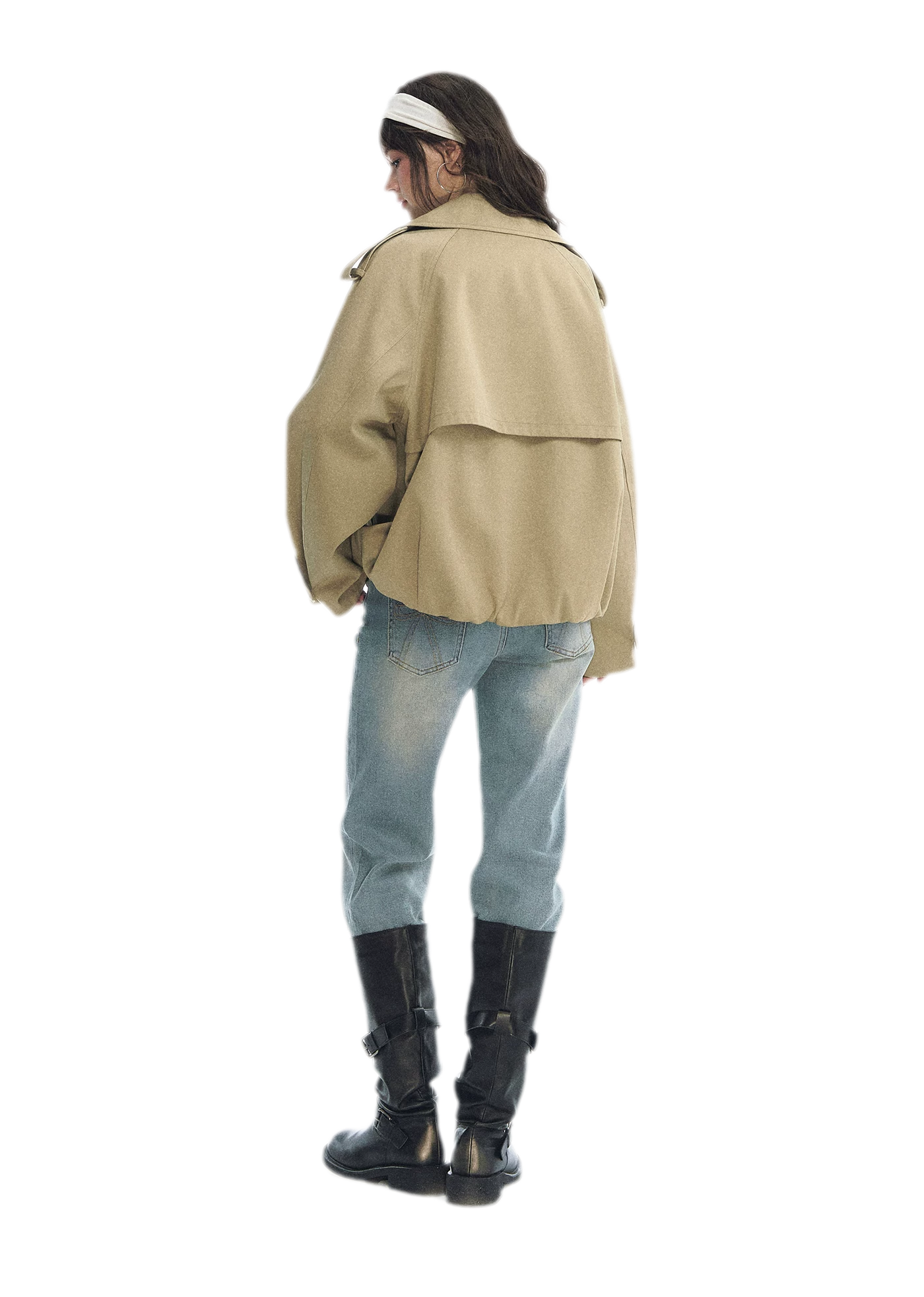 Cotton Cropped Double-Breasted Trench