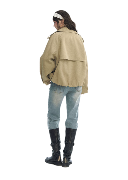 Cotton Cropped Double-Breasted Trench