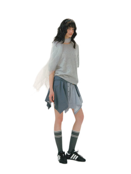 Fuzzy Knit Short Sleeve Sweater
