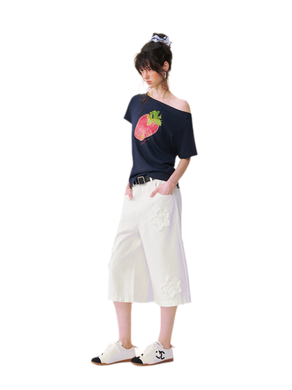 Dopamine Strawberry One-Shoulder Tee